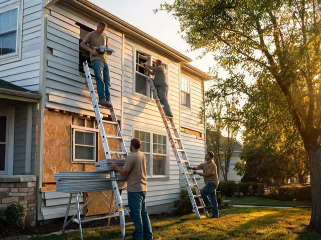Residential renovation with new siding install